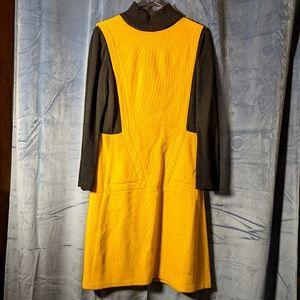 Vintage 1960-1970 Wool Mod Yellow Dress